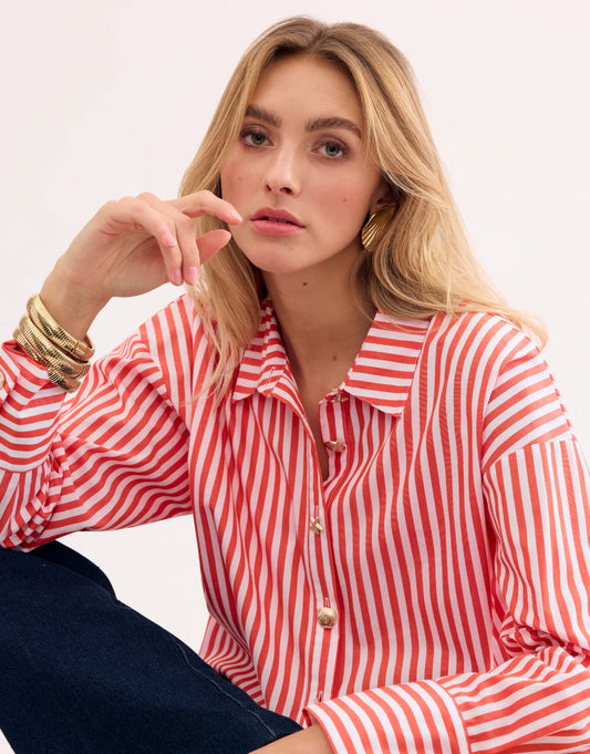 Leo & Ugo Coral and White Shirt