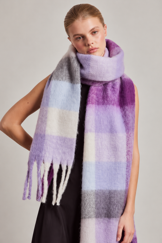The Reykjavik Check Scarf - Wild Lilac