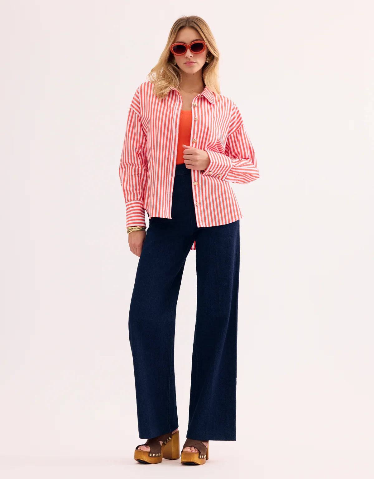 Leo & Ugo Coral and White Shirt