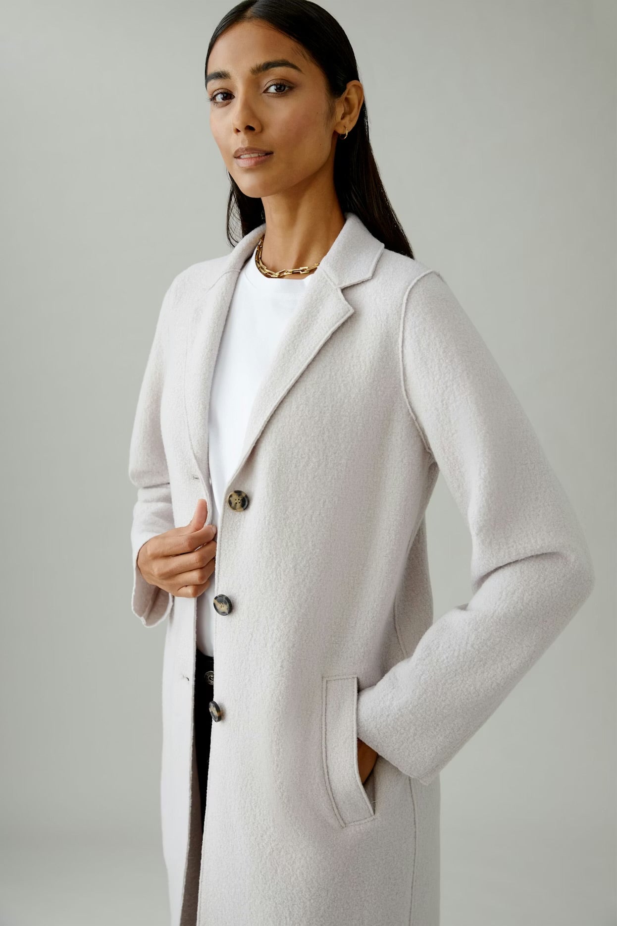 Oui Mayson Coat Stone Melange
