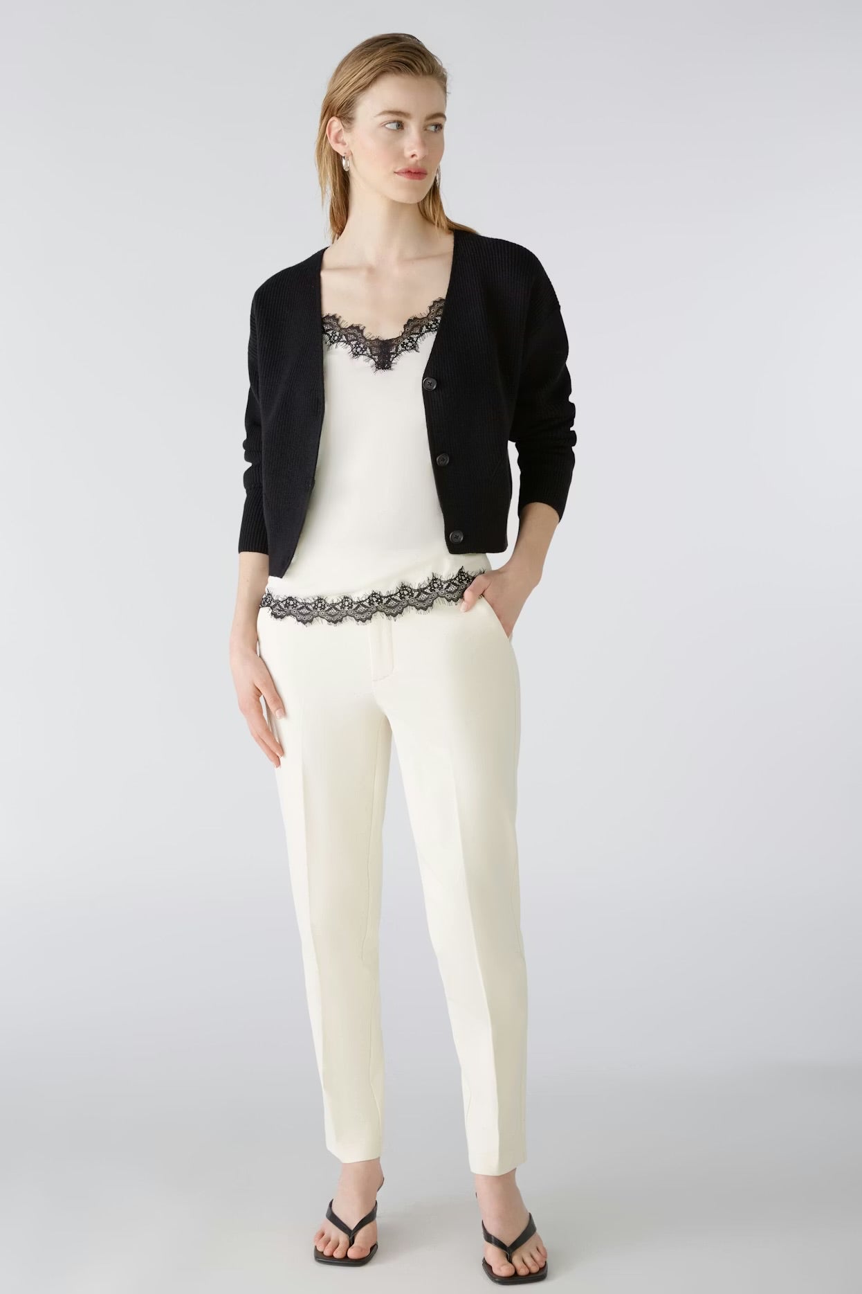 Oui Feylia Trousers Eggnog