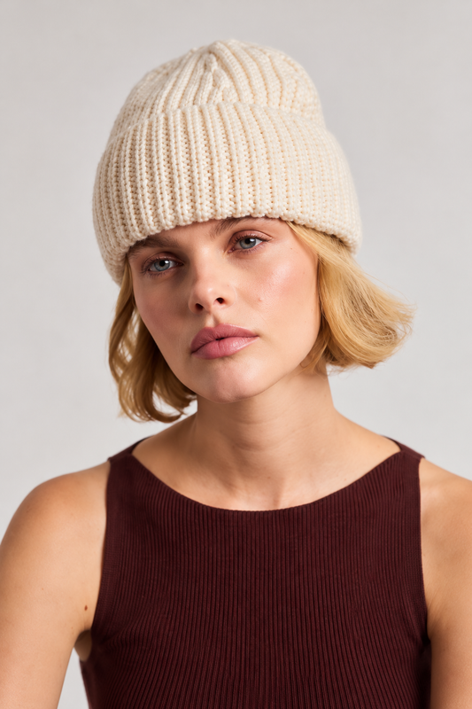 Merino Wool Beanie Off White