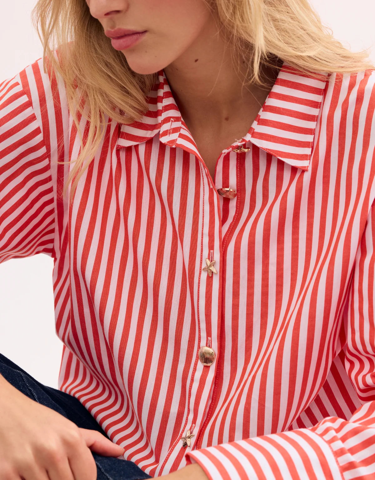Leo & Ugo Coral and White Shirt