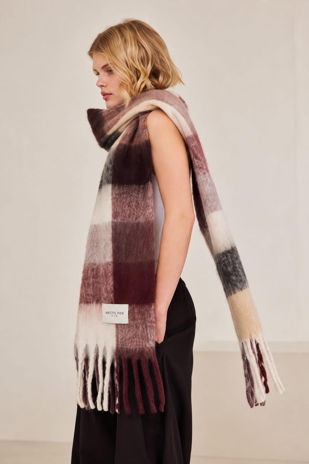 The Reykjavik Check Scarf - Dark Berry