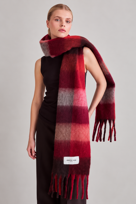 The Reykjavik Check Scarf - Winterberry Burgandy
