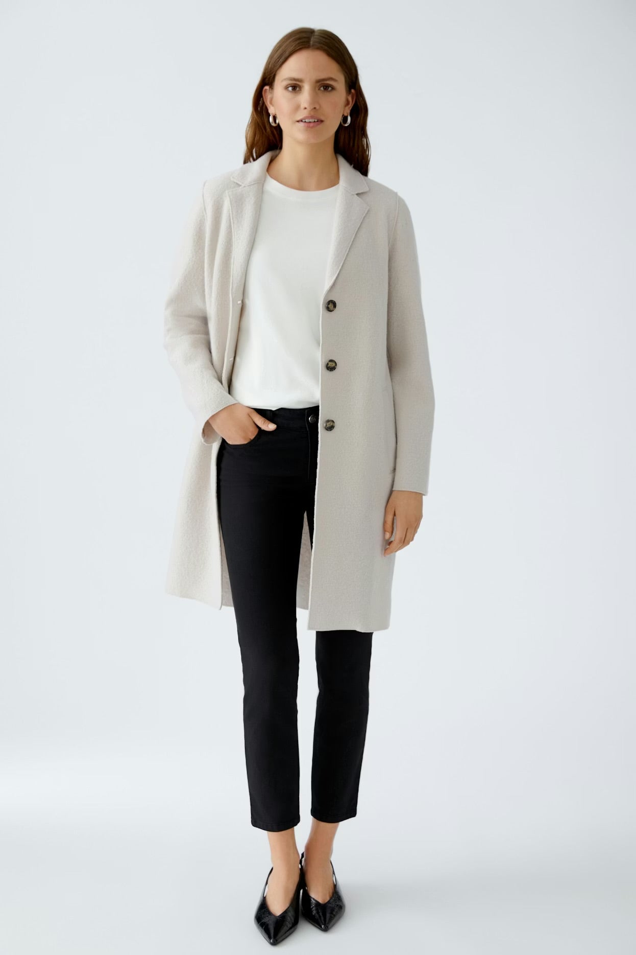 Oui Mayson Coat Stone Melange