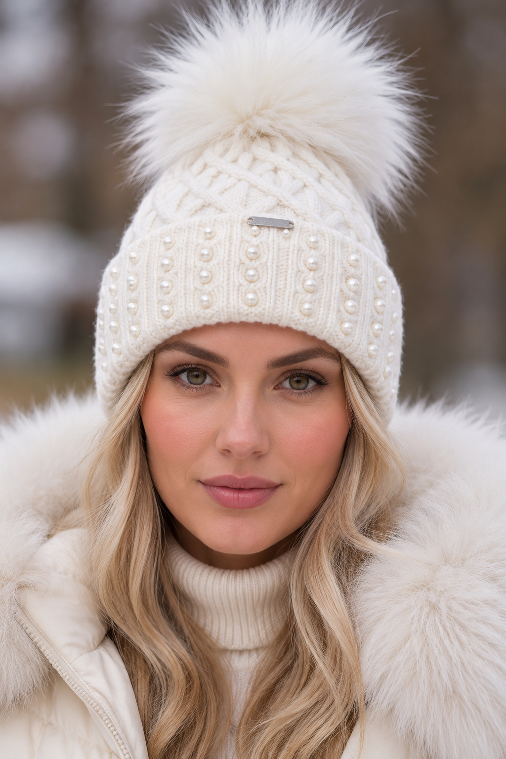 Harlow Faux Fur Beanie White
